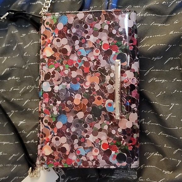 Betsey Johnson crossbody bag Rainbow Xodanie Bow New festive print gold tone - Picture 5 of 7